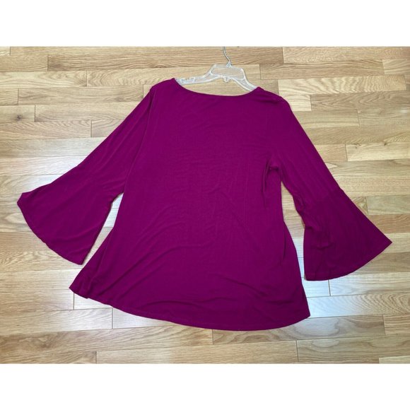 -New Mountain Mama Bell Sleeve Tunic Top Womens LG XL Burgundy Pullover Soft NWT - Picture 5 of 6